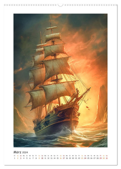 Pirate ships (CALVENDO wall calendar 2024) 