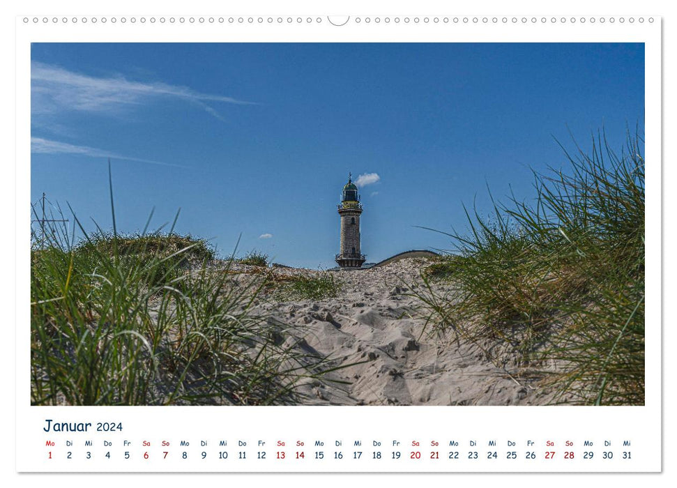 Warnemünde und seine Leuchttürme (CALVENDO Wandkalender 2024)