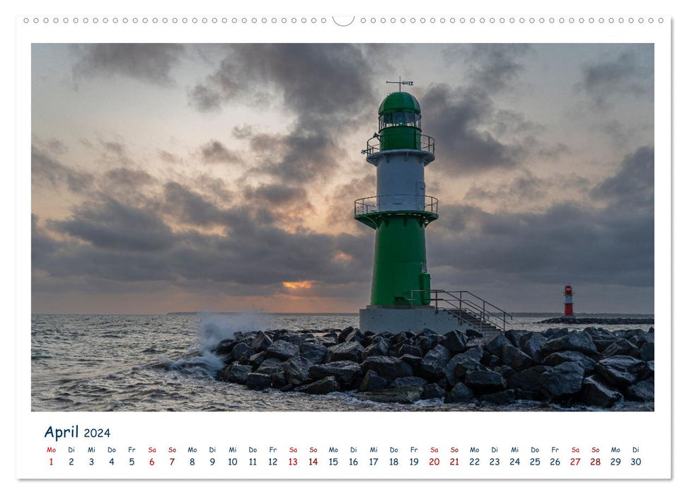 Warnemünde und seine Leuchttürme (CALVENDO Wandkalender 2024)
