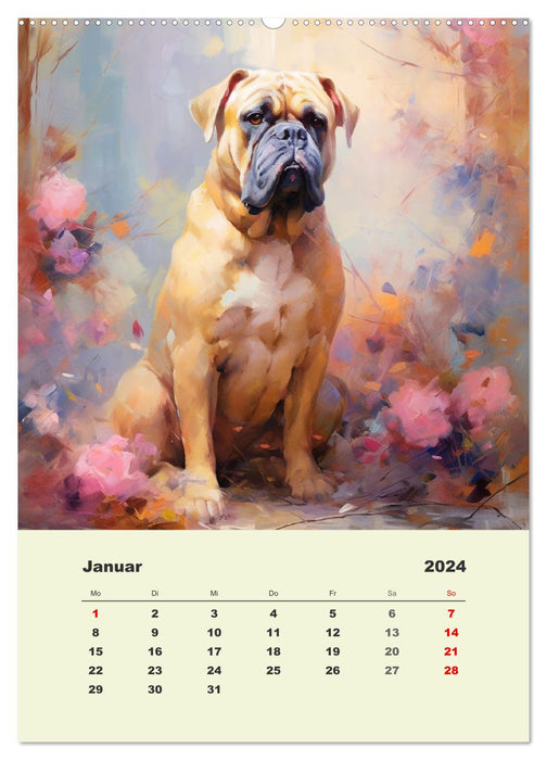 Große Hunde. Schöne Aquarelle von tollen Tieren (CALVENDO Wandkalender 2024)