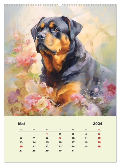 Grands chiens. Belles aquarelles de grands animaux (Calendrier mural CALVENDO 2024) 