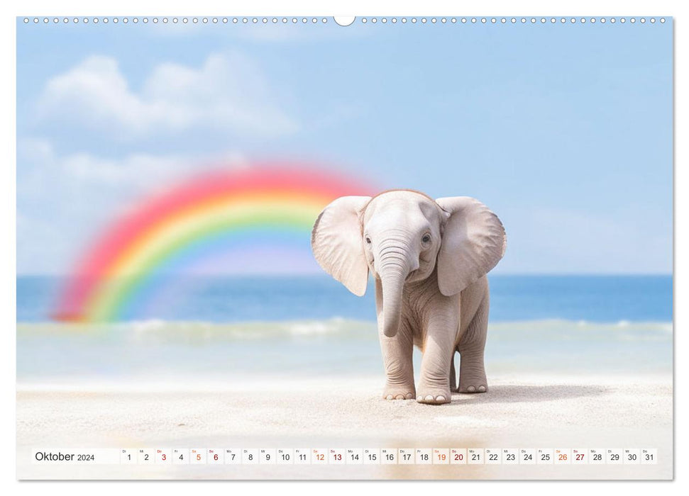 Le petit éléphant blanc (Calendrier mural CALVENDO 2024) 