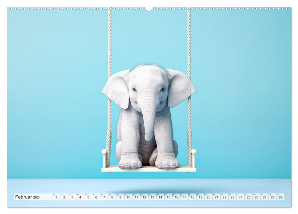 Der kleine weiße Elefant (CALVENDO Wandkalender 2024)