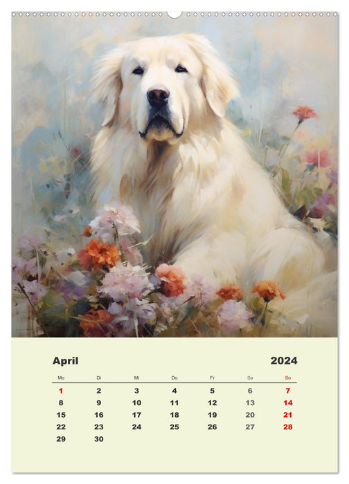 Große Hunde. Schöne Aquarelle von tollen Tieren (CALVENDO Premium Wandkalender 2024)