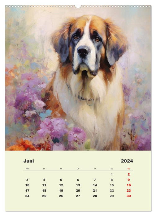 Große Hunde. Schöne Aquarelle von tollen Tieren (CALVENDO Premium Wandkalender 2024)