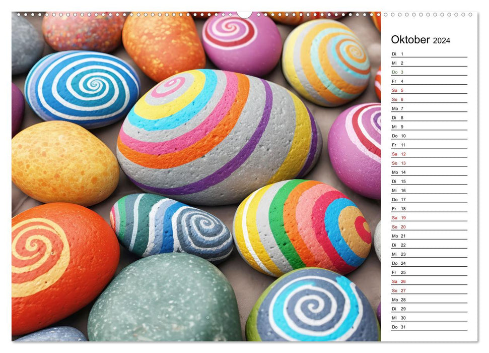 Do-It-Yourself Art - Discover the joy of painting stones (CALVENDO wall calendar 2024) 