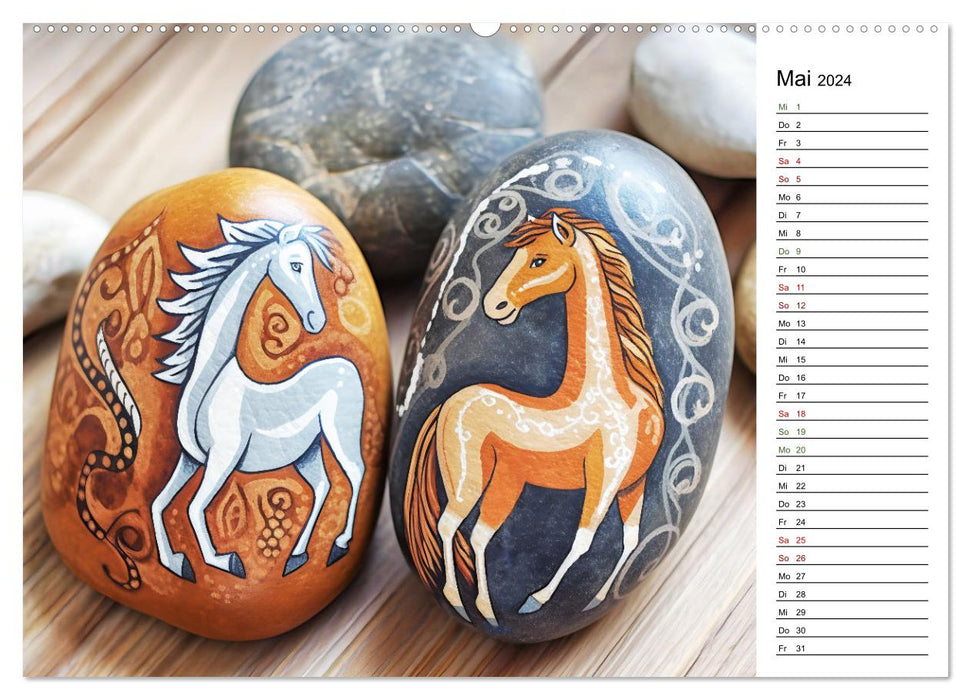 Do-It-Yourself Art - Discover the joy of painting stones (CALVENDO wall calendar 2024) 