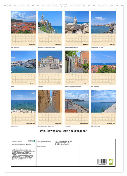 Piran, la perle de la Slovénie sur la Méditerranée (calendrier mural CALVENDO 2024) 