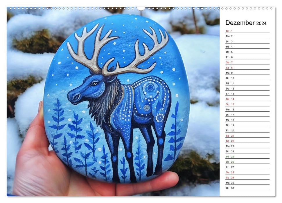 Do-It-Yourself Art - Discover the joy of painting stones (CALVENDO Premium Wall Calendar 2024) 
