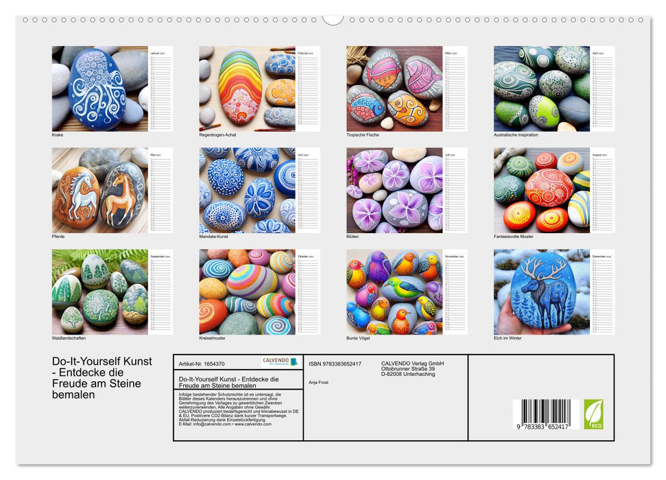 Do-It-Yourself Kunst - Entdecke die Freude am Steine bemalen (CALVENDO Premium Wandkalender 2024)