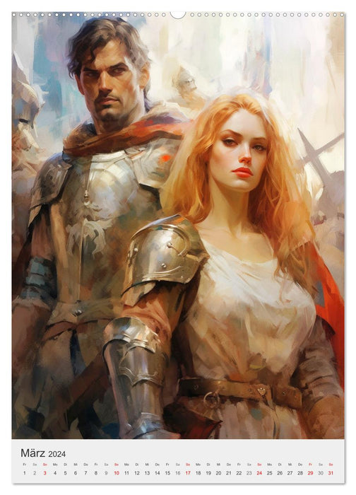 The captivating chivalry. Fascination from the Middle Ages in great fantasy illustrations (CALVENDO wall calendar 2024) 