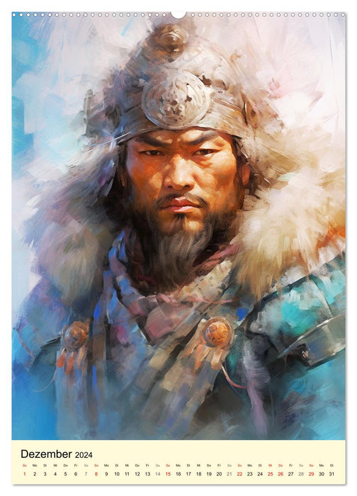 Fantasy-Krieger der Mongolei. Inspiriert von Dschingis Khan (CALVENDO Wandkalender 2024)