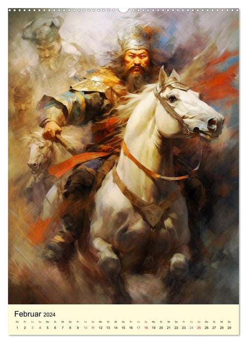 Fantasy warriors of Mongolia. Inspired by Genghis Khan (CALVENDO Premium Wall Calendar 2024) 