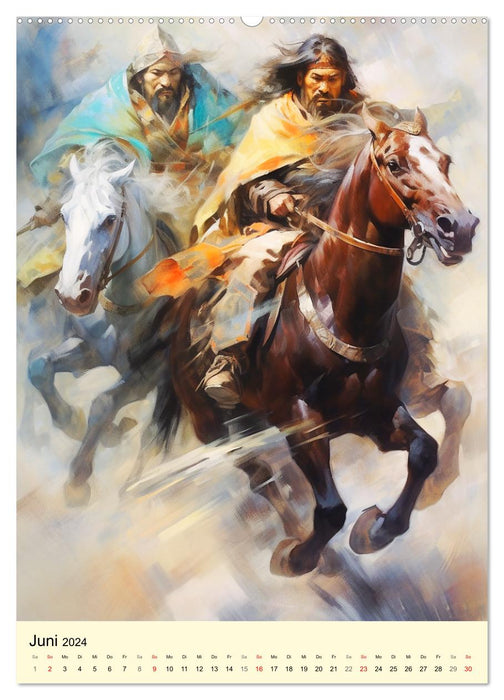 Fantasy-Krieger der Mongolei. Inspiriert von Dschingis Khan (CALVENDO Premium Wandkalender 2024)