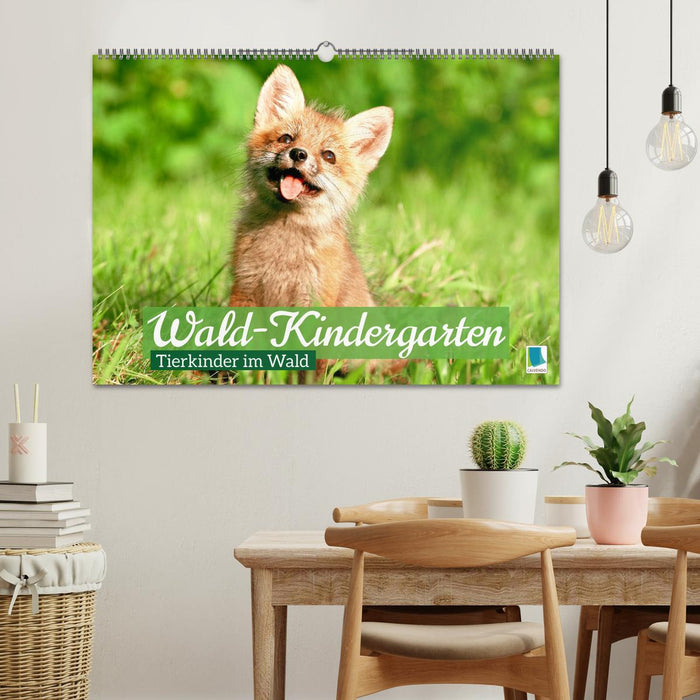 Wald-Kindergarten: Tierkinder im Wald (CALVENDO Wandkalender 2024)