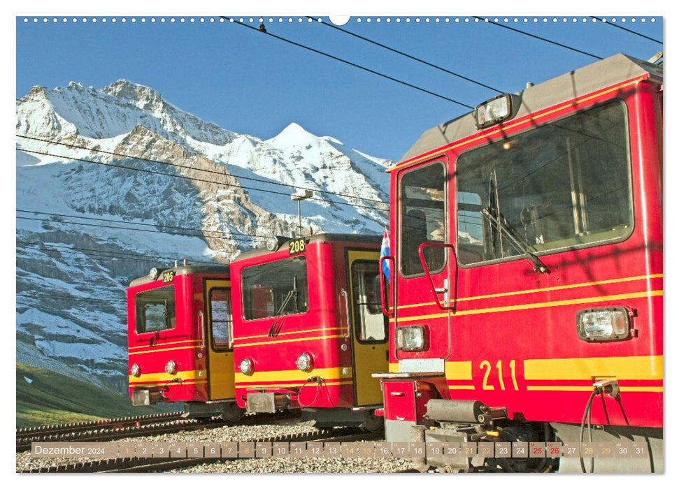 Dans le train à travers les montagnes suisses (Calendrier mural CALVENDO Premium 2024) 