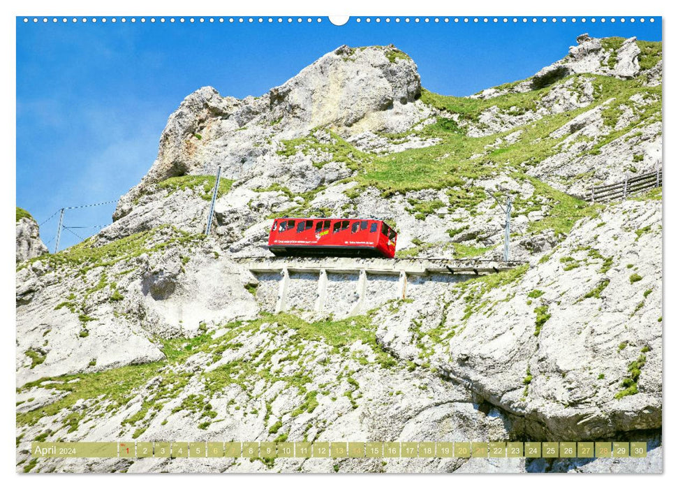 Dans le train à travers les montagnes suisses (Calendrier mural CALVENDO Premium 2024) 