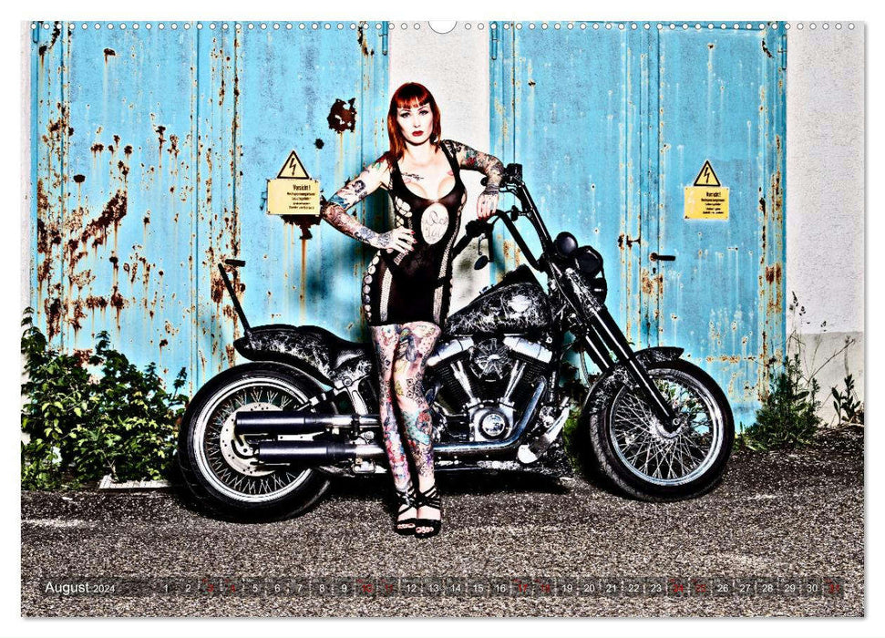 Motos et filles sexy (Calendrier mural CALVENDO 2024) 
