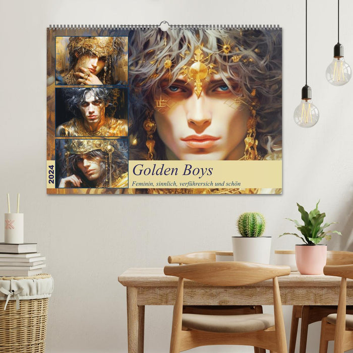 Garçons d'or. Féminin, sensuel, séduisant et beau (Calendrier mural CALVENDO 2024) 