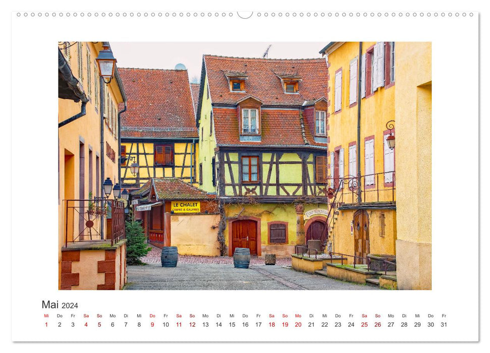 Riquewihr - un village de conte de fées en Alsace (Calendrier mural CALVENDO 2024) 