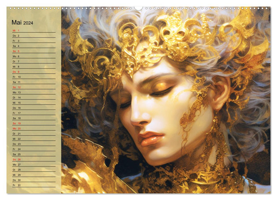 Garçons d'or. Féminin, sensuel, séduisant et beau (Calendrier mural CALVENDO Premium 2024) 