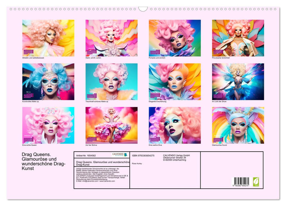Drag queens. Glamorous and beautiful drag art (CALVENDO wall calendar 2024) 