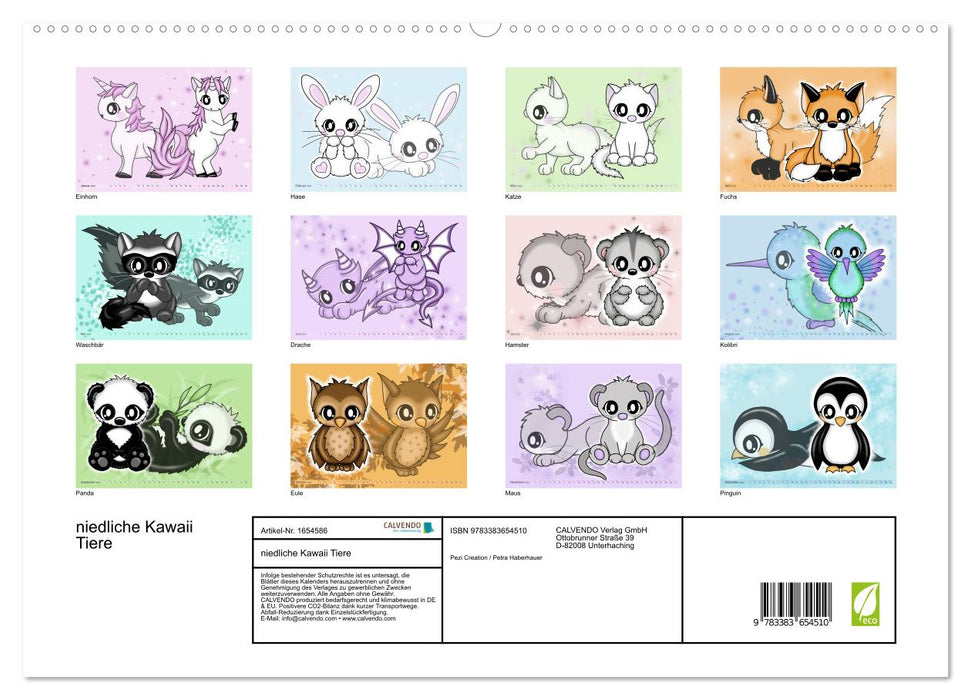 cute kawaii animals (CALVENDO Premium Wall Calendar 2024) 