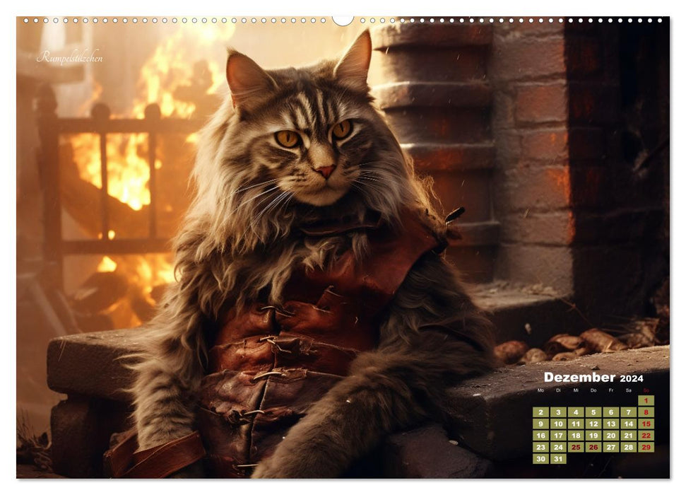 Märchenhafte Helden - Eine Reise in die magische Welt unserer Katzen (CALVENDO Wandkalender 2024)