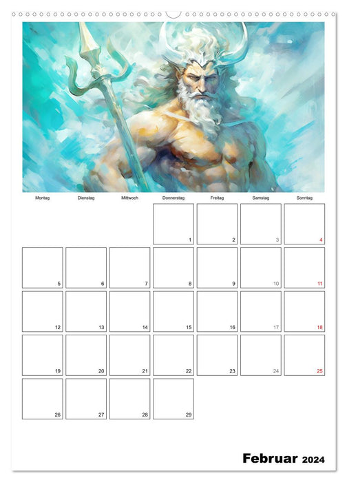 Der göttliche Planer. Aquarelle von antiken griechischen Göttern (CALVENDO Wandkalender 2024)