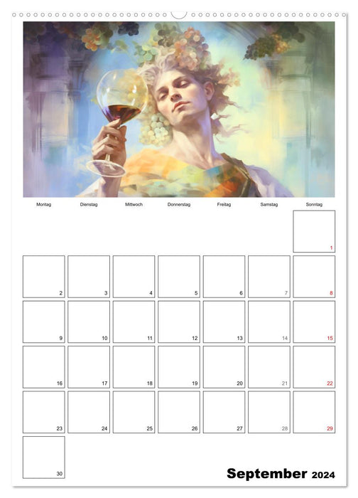 Le planificateur divin. Aquarelles de dieux grecs antiques (Calvendo Premium Wall Calendar 2024) 