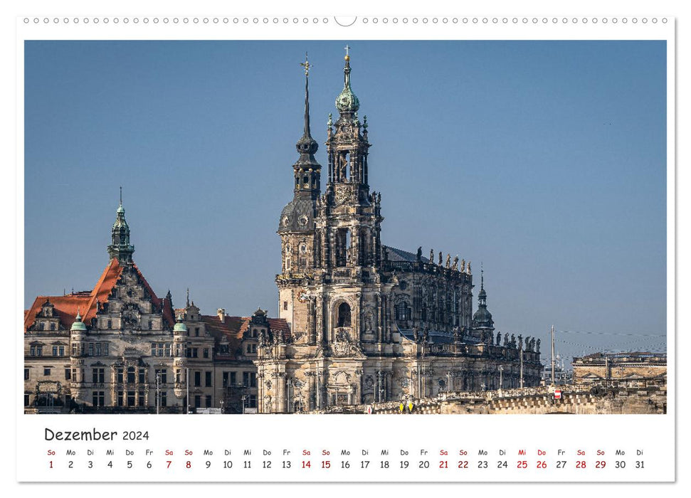 La vieille ville baroque de Dresde (calendrier mural CALVENDO 2024) 