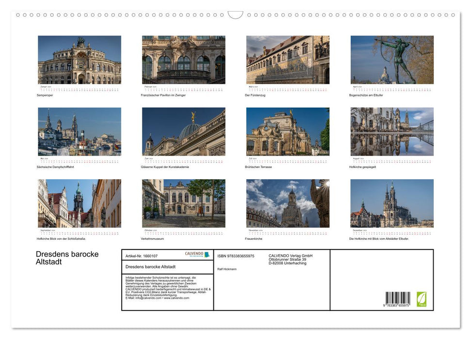 Dresden's baroque old town (CALVENDO wall calendar 2024) 