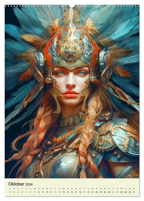 Antike Amazonen. Furchtlose Fantasy-Kriegerinnen (CALVENDO Wandkalender 2024)