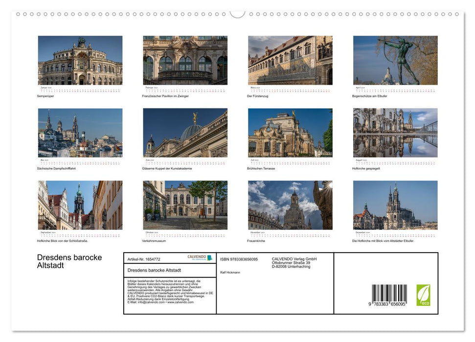 La vieille ville baroque de Dresde (Calvendo Premium Wall Calendar 2024) 