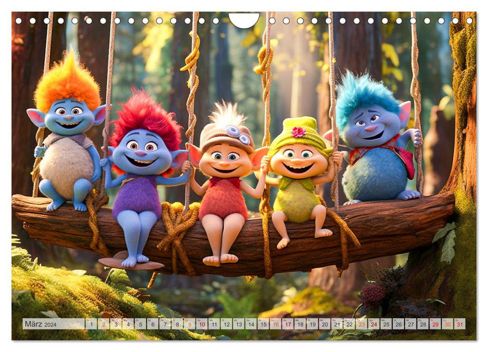 The colorful world of trolls (CALVENDO wall calendar 2024) 