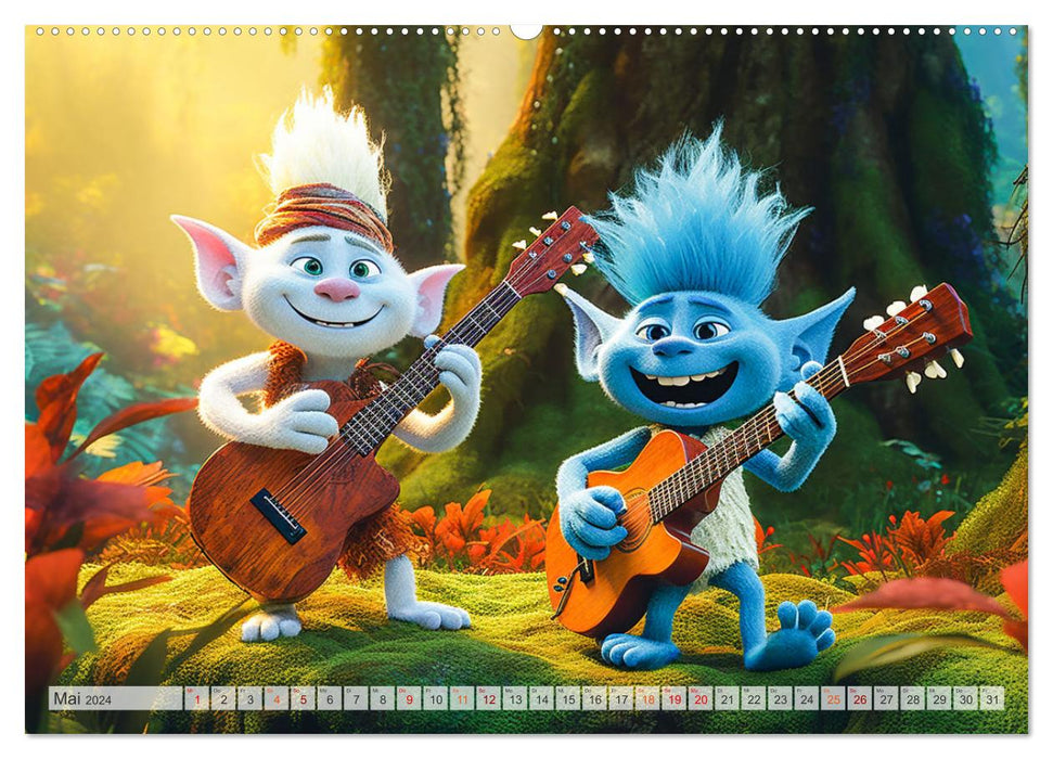The colorful world of trolls (CALVENDO Premium Wall Calendar 2024) 