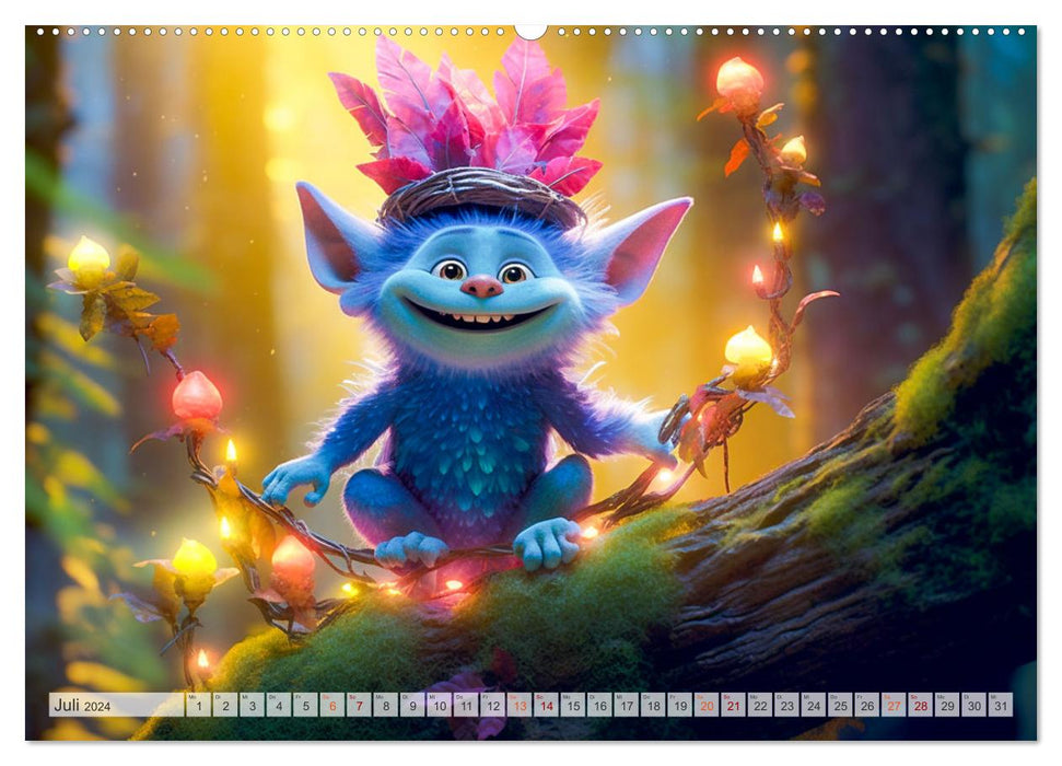 The colorful world of trolls (CALVENDO Premium Wall Calendar 2024) 