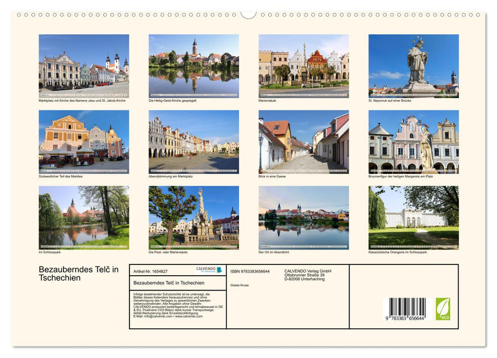 Telč enchanteur en République tchèque (Calendrier mural CALVENDO Premium 2024) 