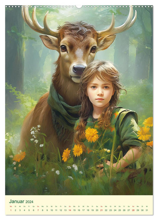 Dans la forêt enchantée. Petits héros au pays magique des druides (Calendrier mural CALVENDO 2024) 