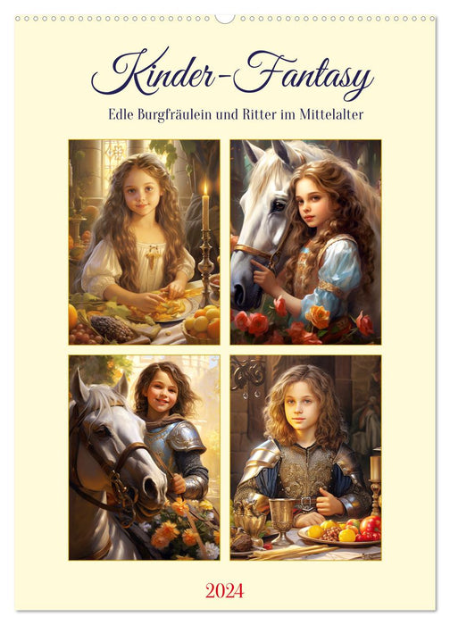 Kinder-Fantasy. Edle Burgfräulein und Ritter im Mittelalter (CALVENDO Wandkalender 2024)