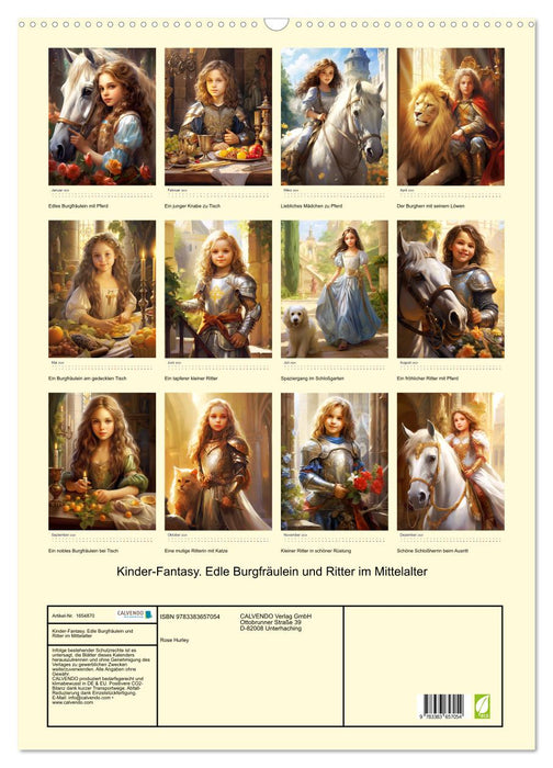 Fantaisie pour enfants. Nobles demoiselles et chevaliers du Moyen Âge (calendrier mural CALVENDO 2024) 