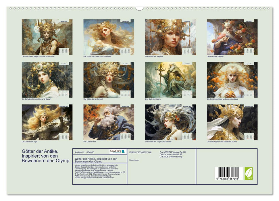 Götter der Antike. Inspiriert von den Bewohnern des Olymp (CALVENDO Premium Wandkalender 2024)