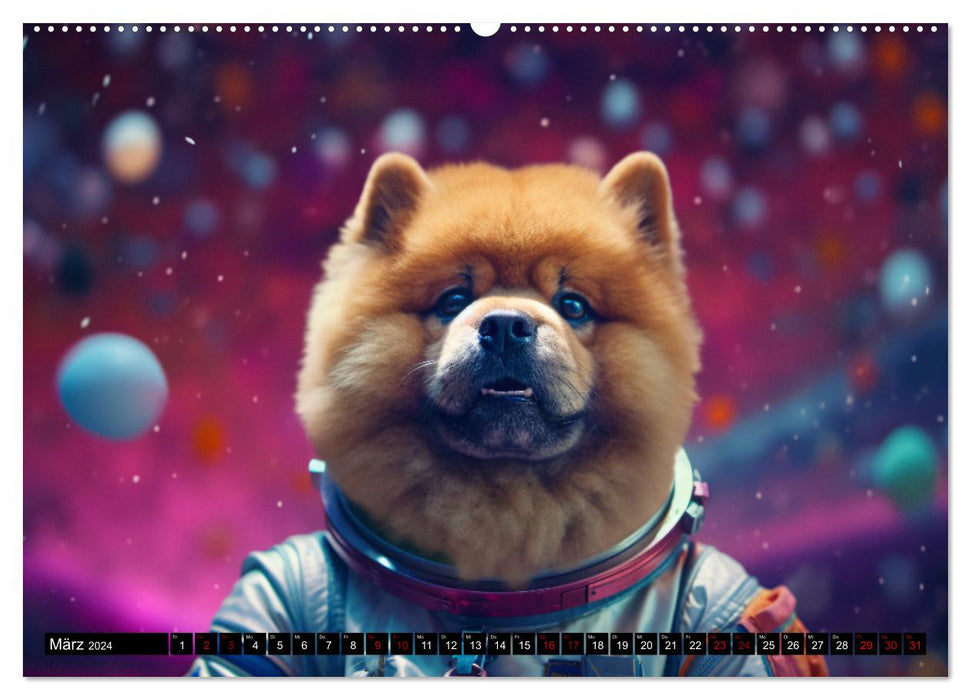 Hunde im Weltall (CALVENDO Wandkalender 2024)