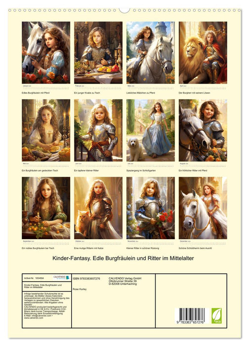 Fantaisie pour enfants. Nobles demoiselles et chevaliers du Moyen Âge (Calendrier mural CALVENDO Premium 2024) 