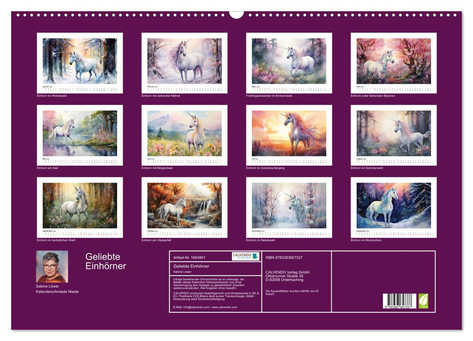 Beloved Unicorns (CALVENDO Wall Calendar 2024) 