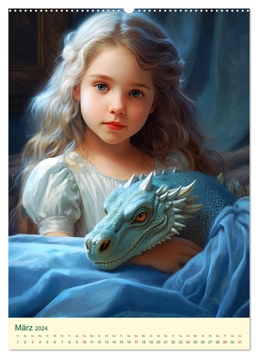 Les Enfants Dragons. Un voyage magique au royaume de la fantaisie (Calendrier mural CALVENDO Premium 2024) 