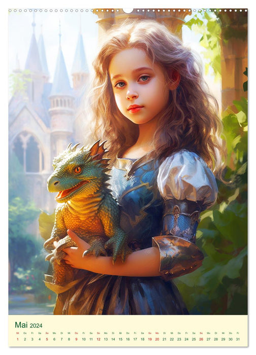 Les Enfants Dragons. Un voyage magique au royaume de la fantaisie (Calendrier mural CALVENDO Premium 2024) 