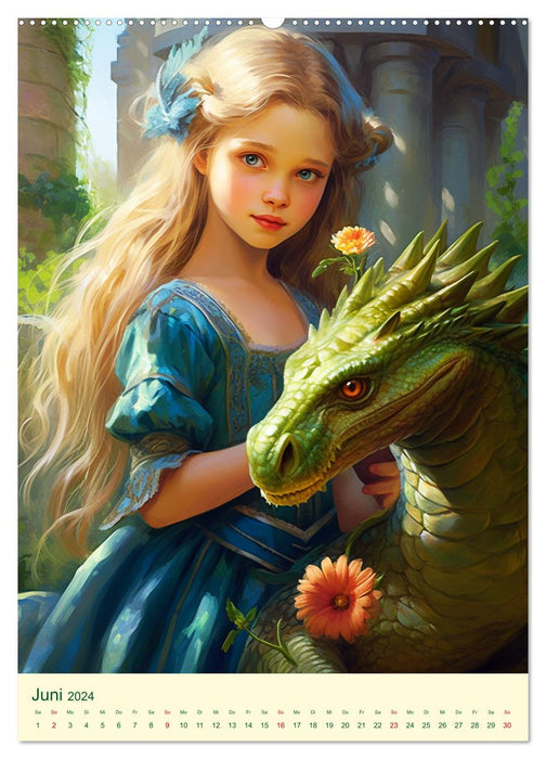 Les Enfants Dragons. Un voyage magique au royaume de la fantaisie (Calendrier mural CALVENDO Premium 2024) 