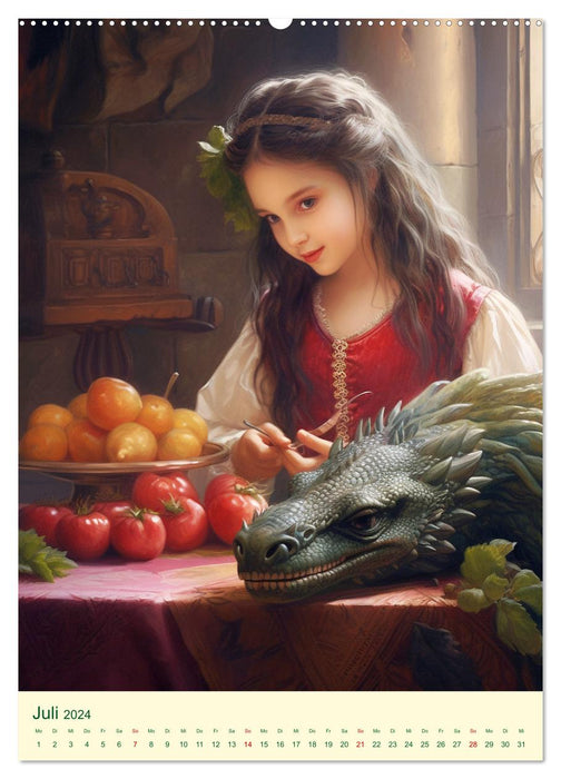 Les Enfants Dragons. Un voyage magique au royaume de la fantaisie (Calendrier mural CALVENDO Premium 2024) 