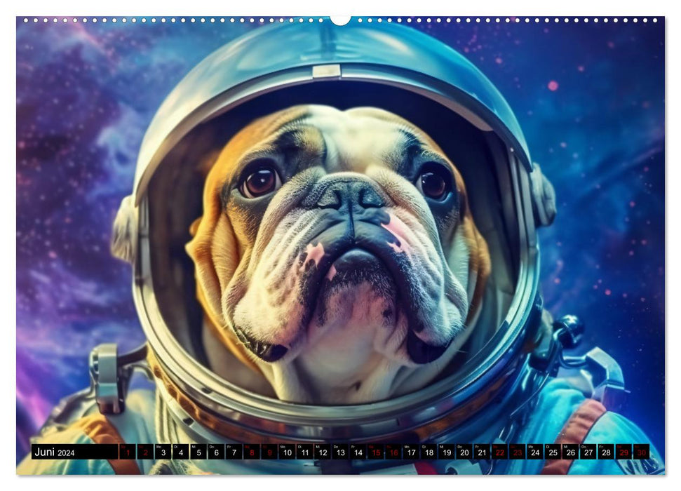 Hunde im Weltall (CALVENDO Premium Wandkalender 2024)